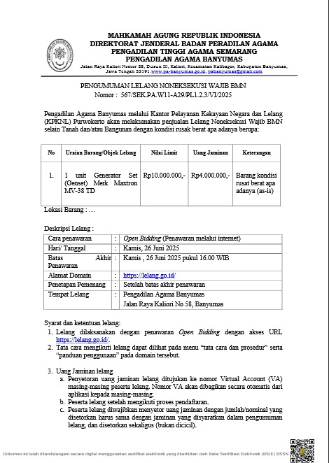 Pengumuman Lelang 26062025