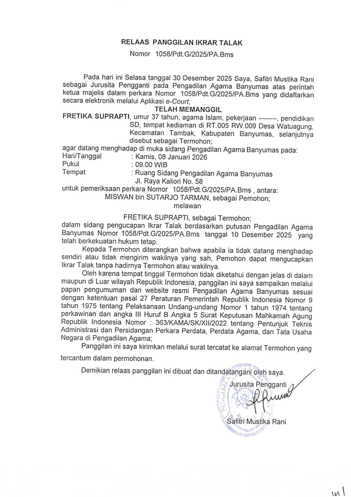 1058 pang ikrar benar