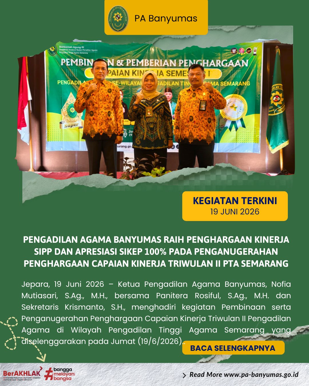 PA Banyumas Raih Penghargaan
